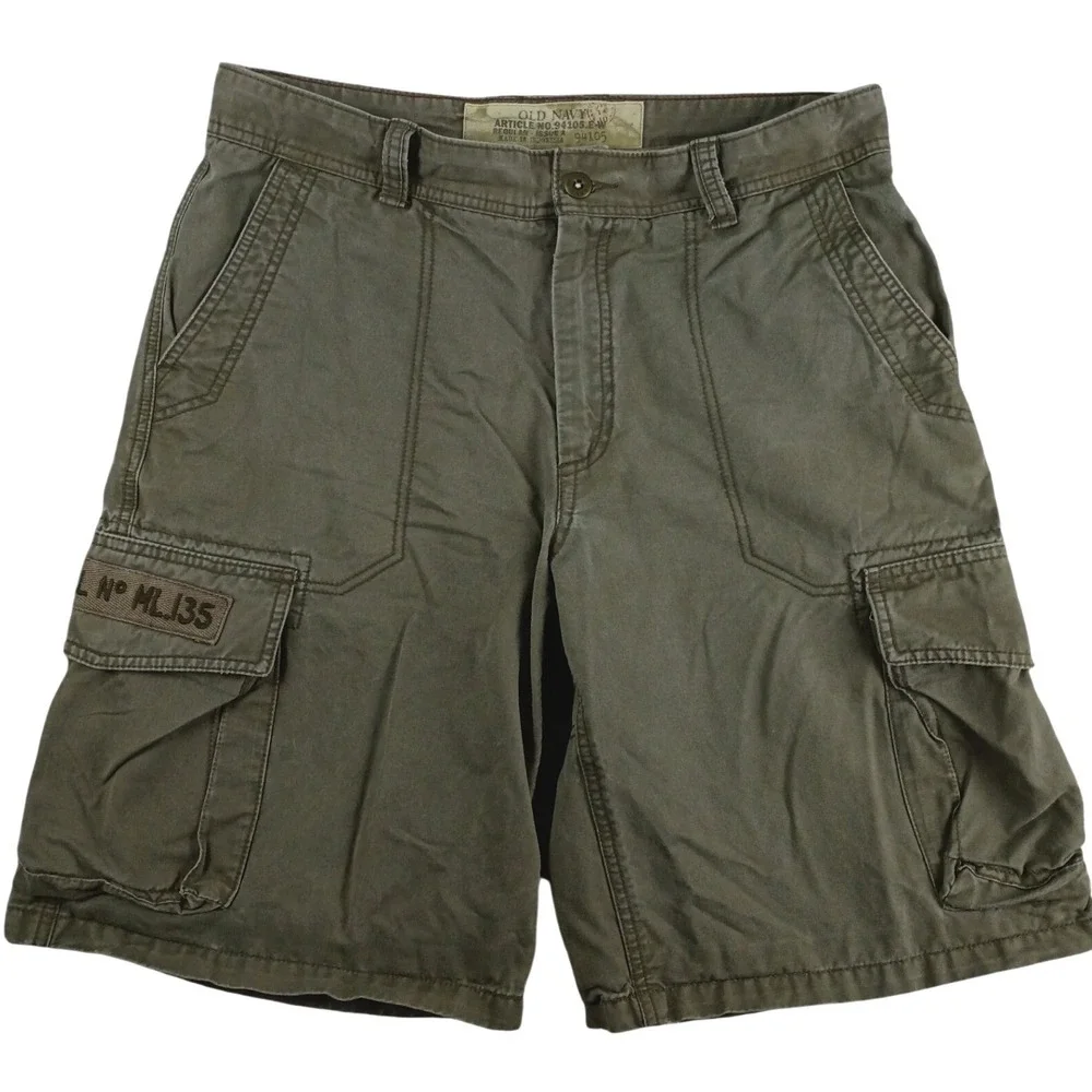 Old Navy Vintage Cargo Shorts Mens 34 Olive Green‎ Military Utility Thick 94105